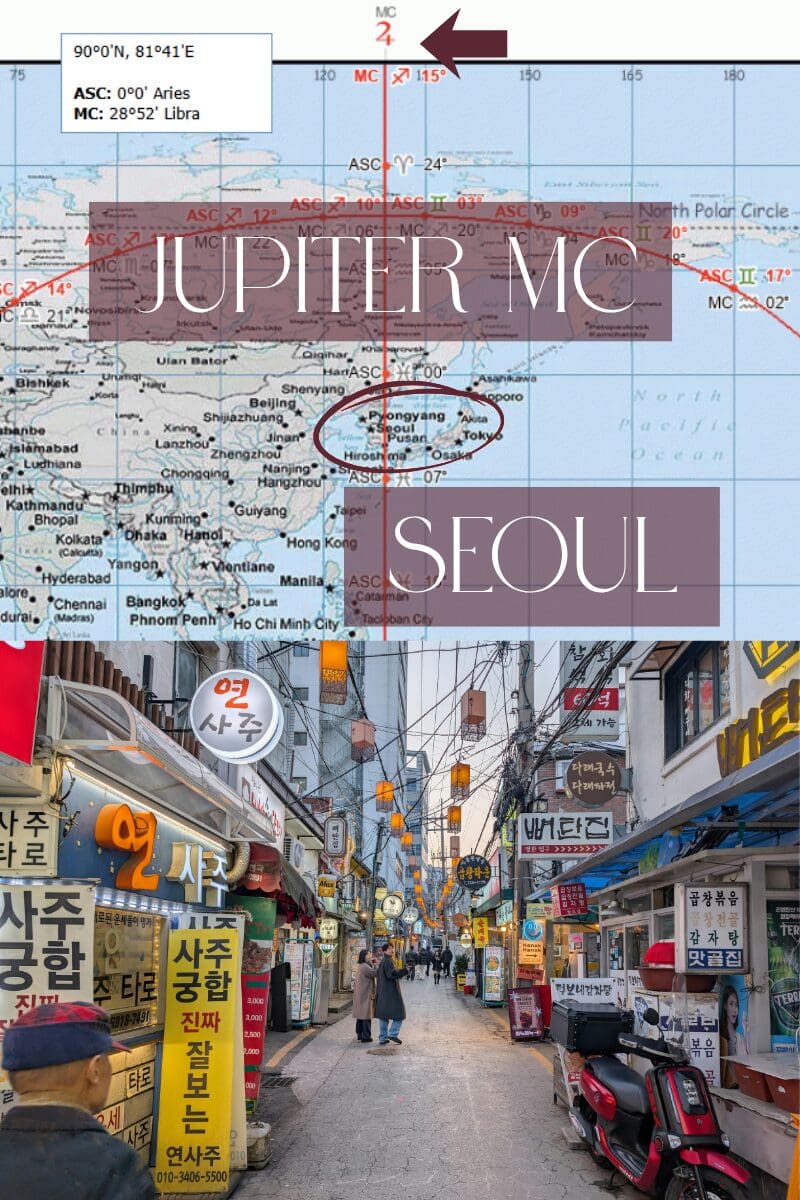Jupiter MC line in Seoul with image of seoul and astromap