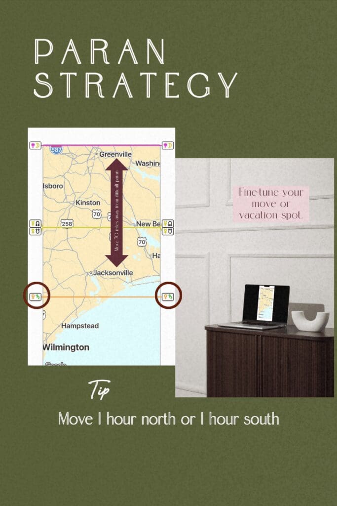 astrocartography map of Venus saturn paran jacksonville north carolina and strategy to move away from difficult paran