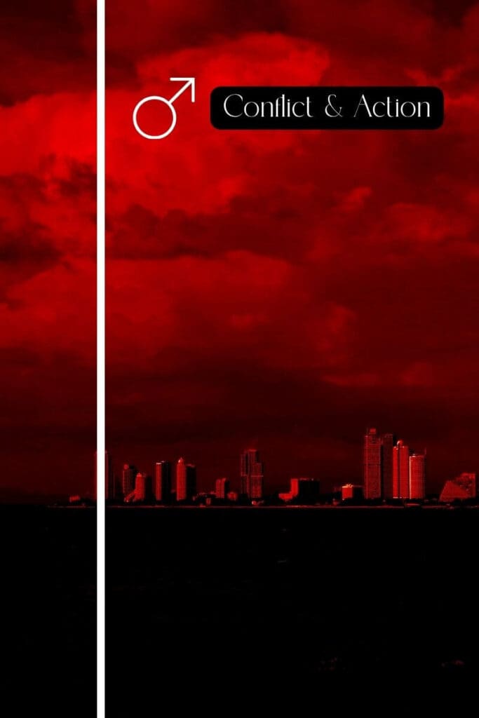 mars planetary city line view with the fiery red color