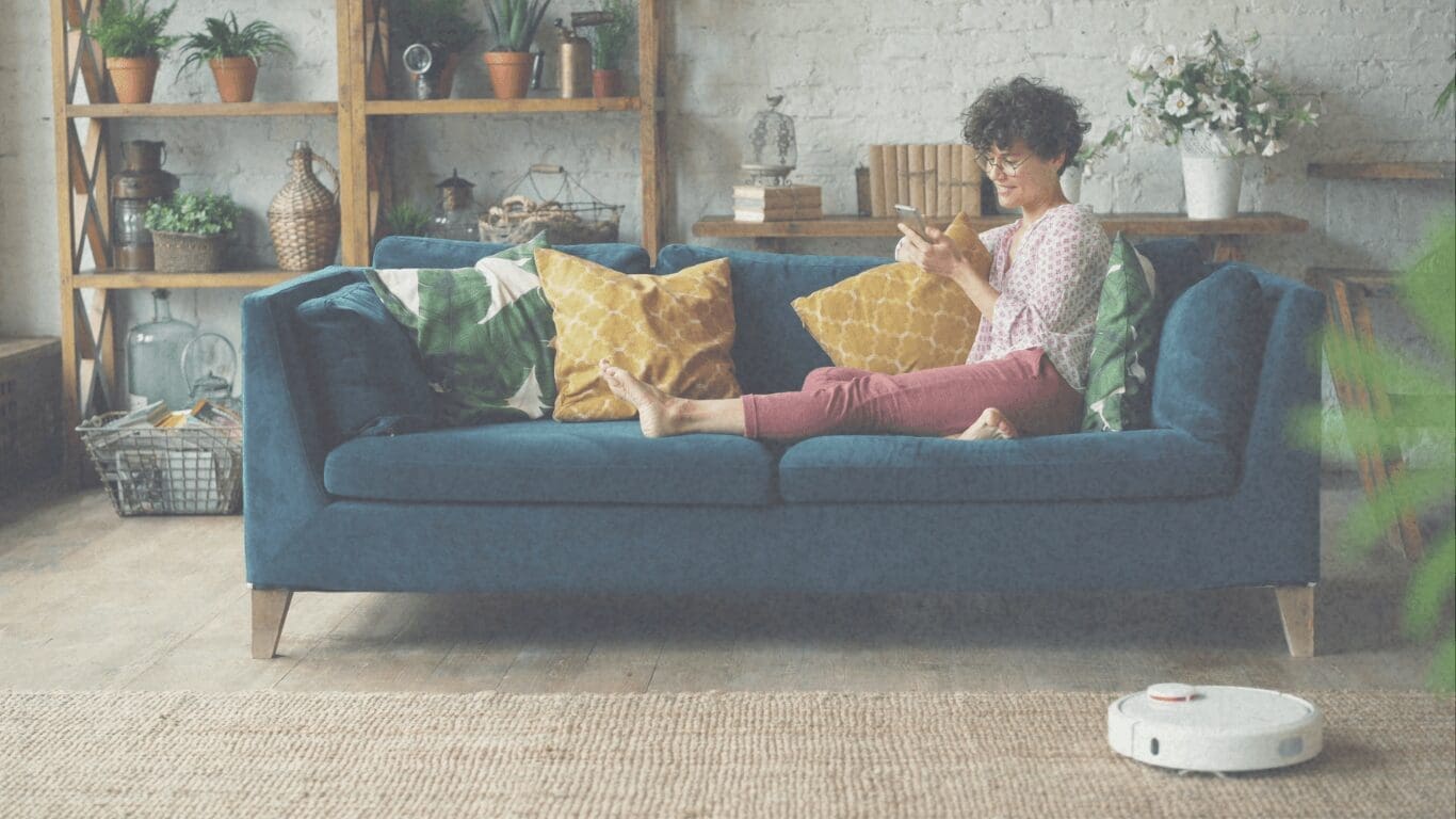 happy image of person at home