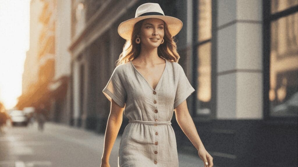 Beautiful woman walking in the city