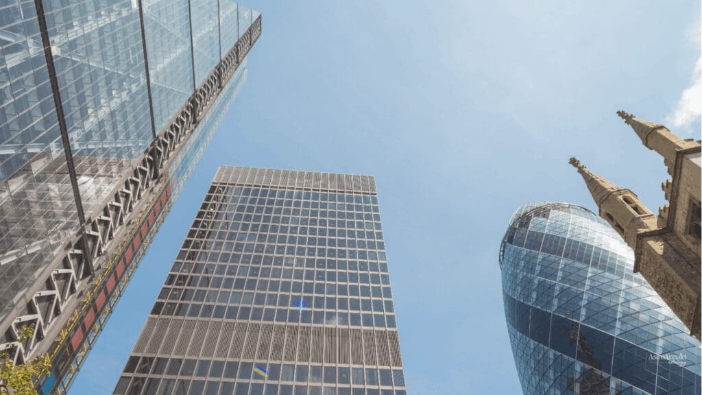 architectural skyscrapers  representing Saturn MC line