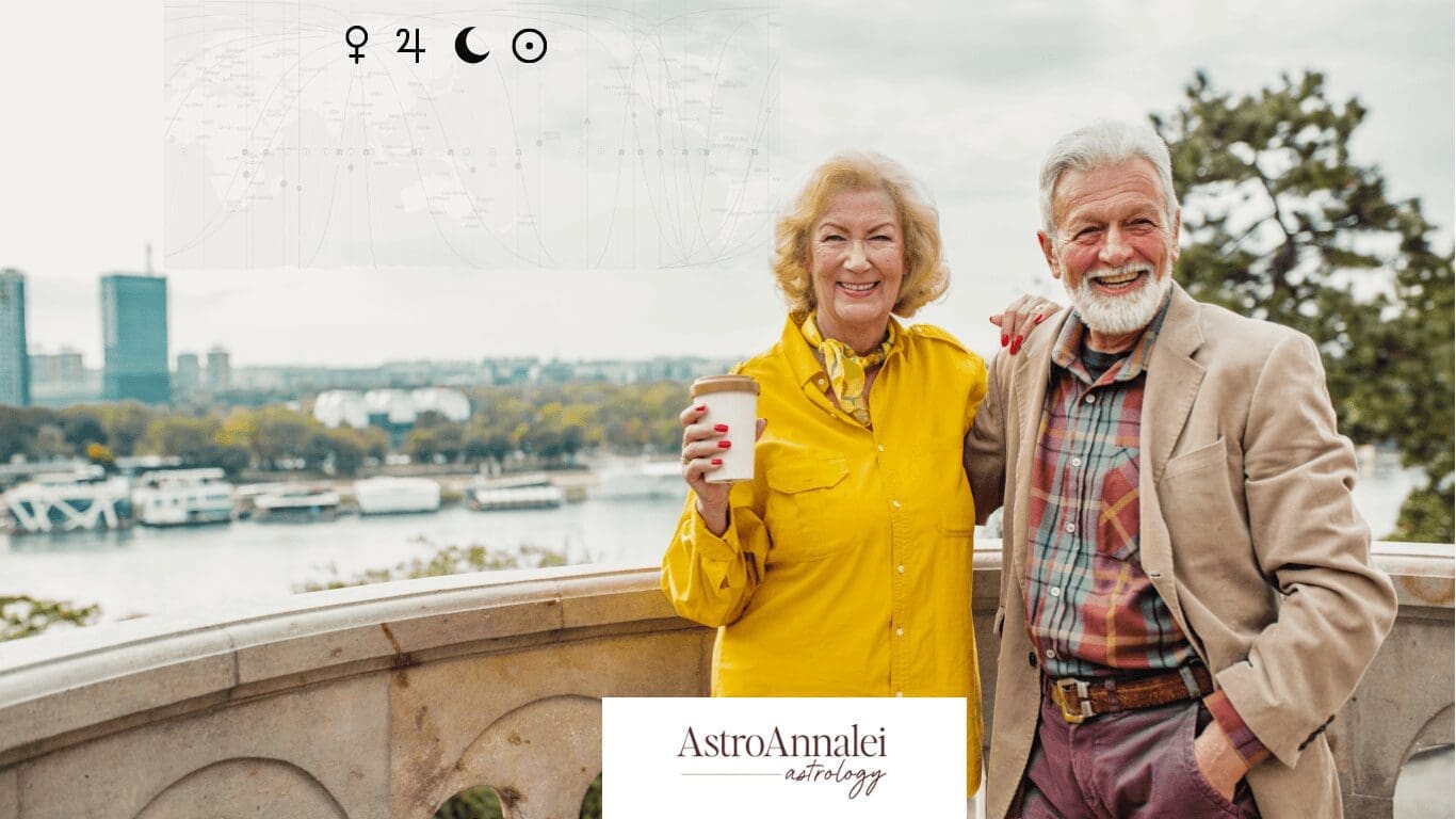 retired couple with astrocartography map of Venus, Moon, Jupiter, and Sun IC lines great for retirement