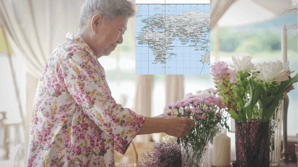 Older woman on her Venus IC line with astrocartography map