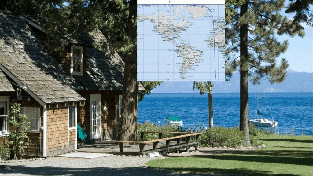 Calm peaceful home on the water with Moon IC astrocartography for retirement