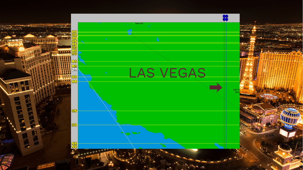 astrocartography map for las vegas on her Jupiter and Sun MC planetary line but Venus Saturn paran